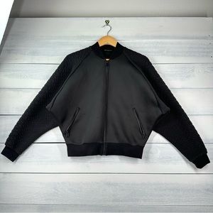 Michi Melano Croc Black Stretch Bomber Full Zip Jacket Women’s Size XS